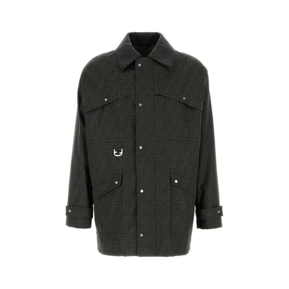Fendi Men Embroidered Canvas Coat
